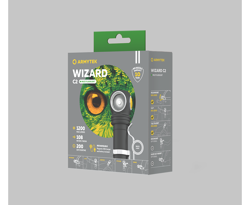 Armytek Flashlights Wizard C2 Magnet USB - Beowald Store
