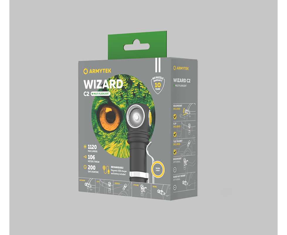 Armytek Flashlights Wizard C2 Magnet USB (warm light) - Beowald Store
