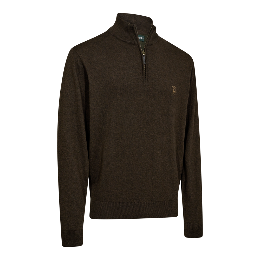 Deerhunter Harrington 1/2-Zip Strickpullover Braun Melange