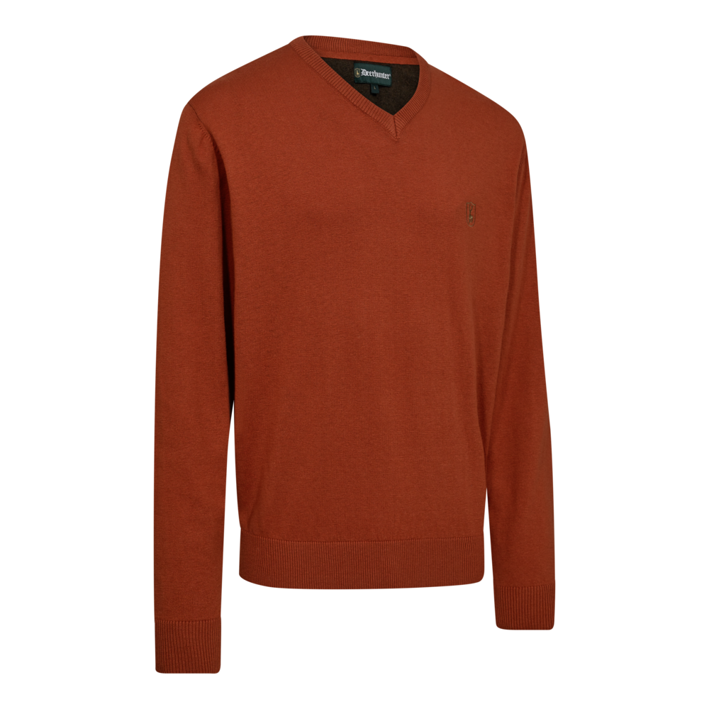 Deerhunter Harrington V-Ausschnitt-Strickpullover Eichenrost-Melange
