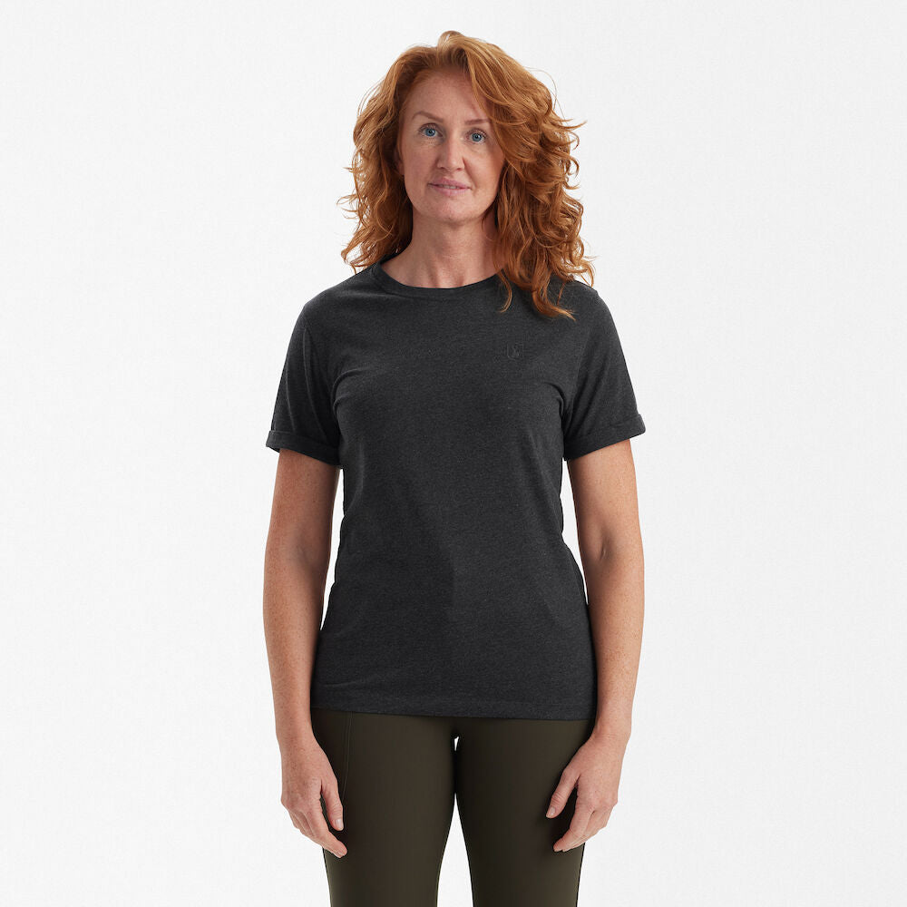 Deerhunter Ladies basic t-shirt in a pack of 2 Brown Leaf Melange - Beowald Store