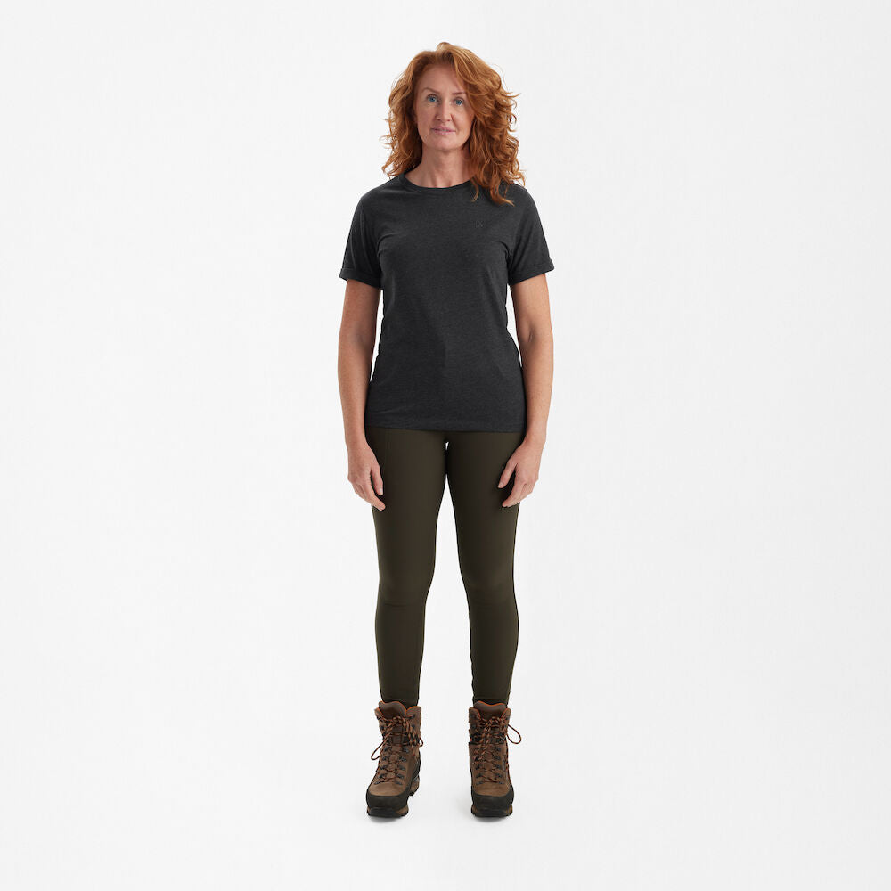 Deerhunter Ladies basic t-shirt in a pack of 2 Brown Leaf Melange - Beowald Store