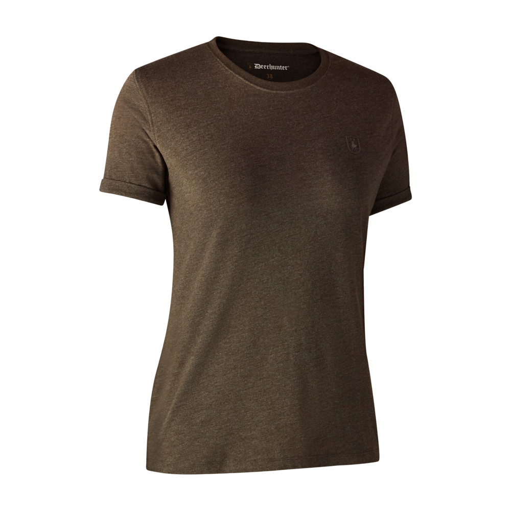 Deerhunter Ladies basic t-shirt in a pack of 2 Brown Leaf Melange - Beowald Store