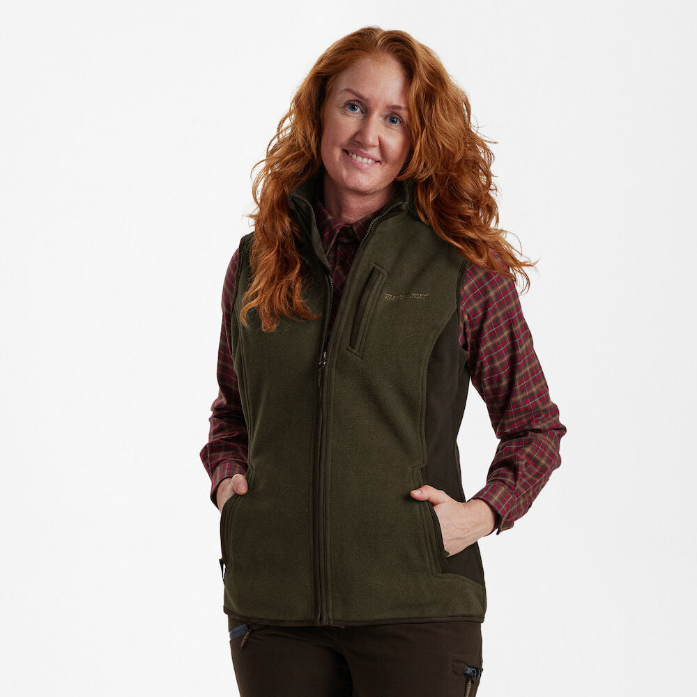 Deerhunter Lady Pam Bonded Fleece Vest Graphite Green Melange - Beowald Store