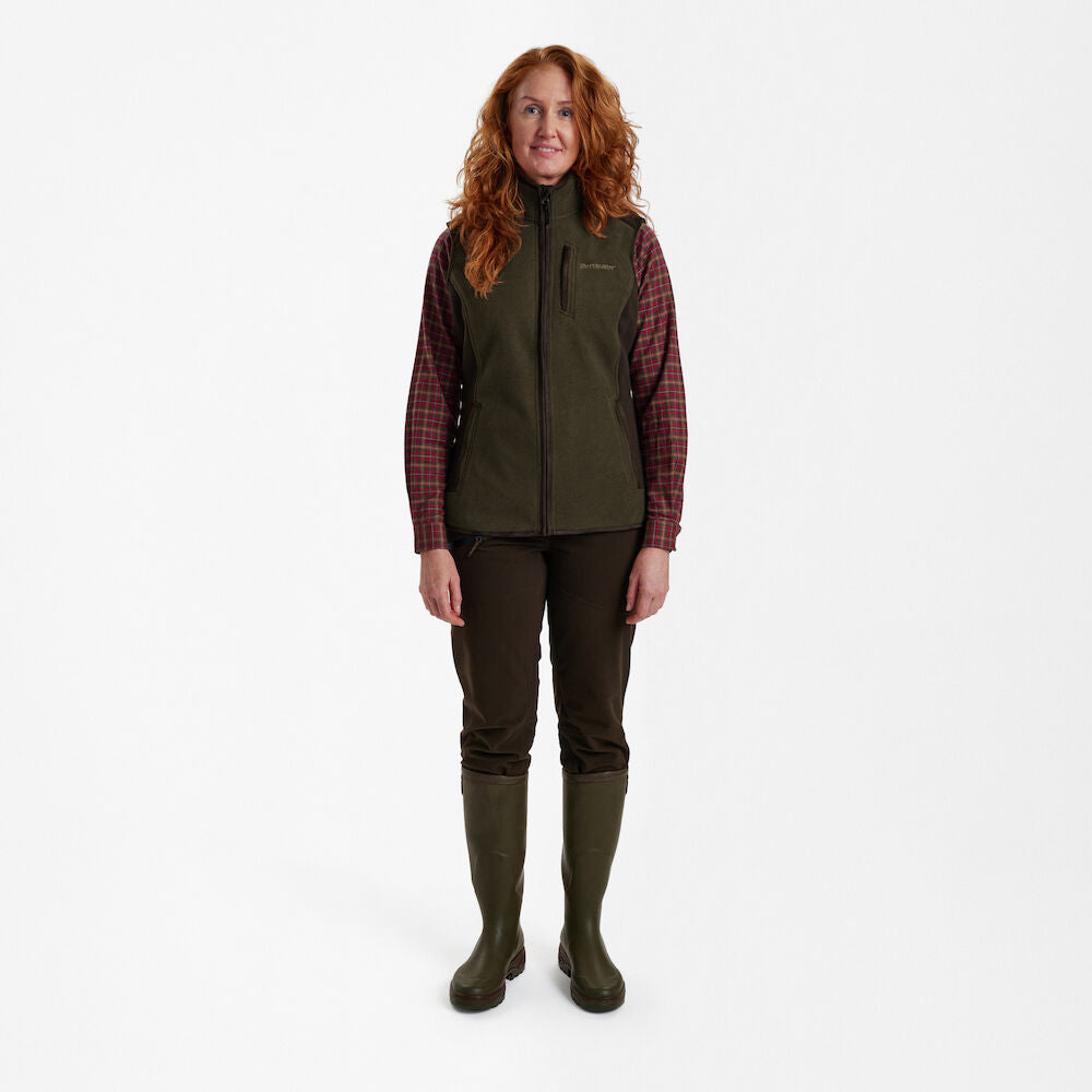 Deerhunter Lady Pam Bonded Fleece Vest Graphite Green Melange - Beowald Store