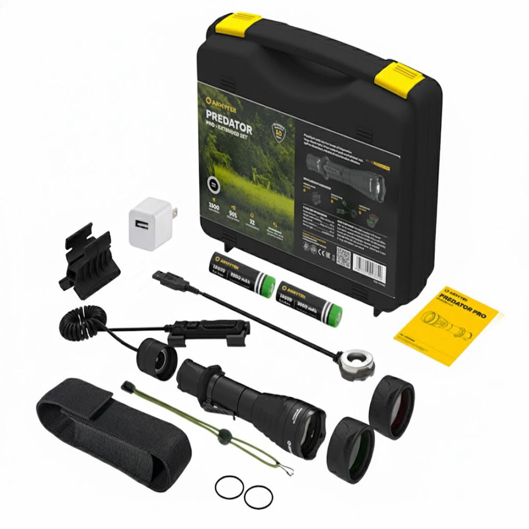 Armytek Flashlights Predator Pro Magnet USB Extended Set Warm - Beowald Store