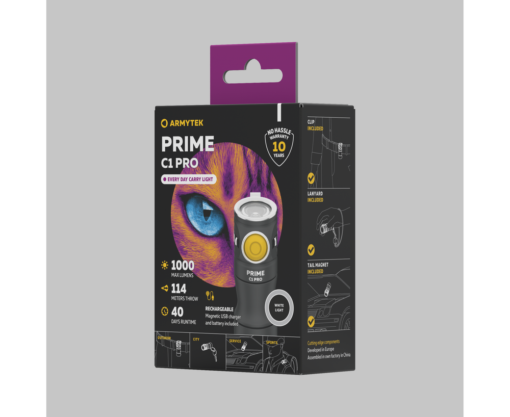 Armytek Flashlights Prime C1 Pro Magnet USB White - Beowald Store