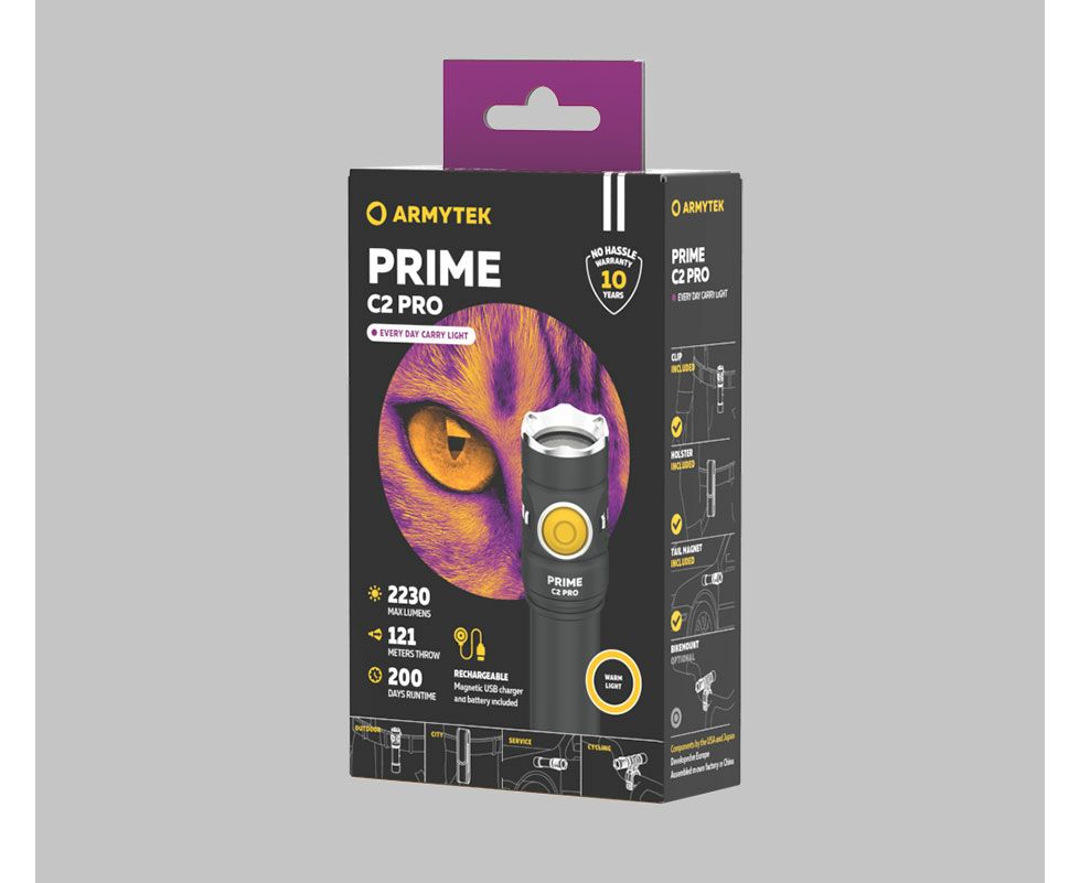 Armytek Flashlights Prime C2 Pro Magnet USB (warm light) - Beowald Store