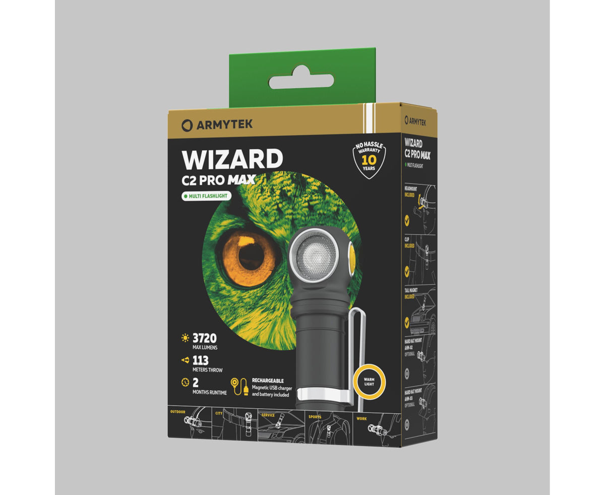 Armytek Flashlights Wizard C2 Pro Max Magnet USB (Warm Light) - Beowald Store
