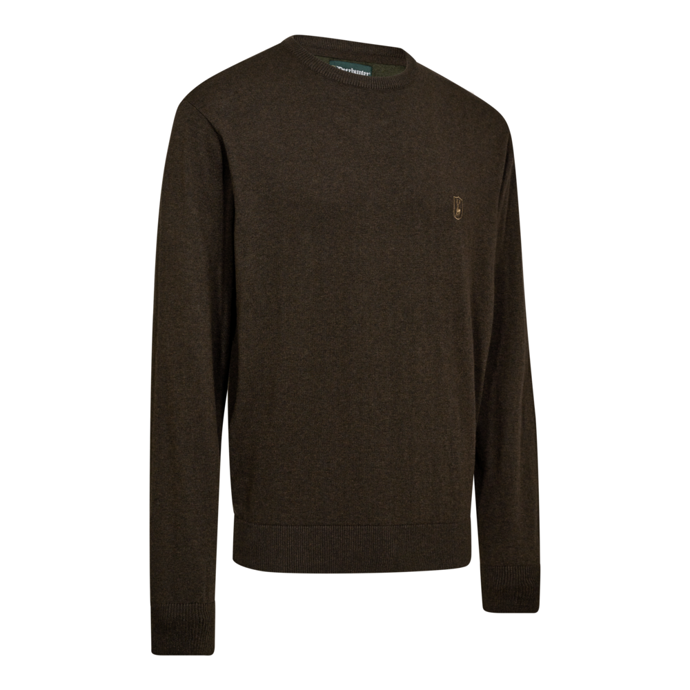 Deerhunter Harrington Rundhals-Strickpullover Braun Melange