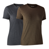 Deerhunter Ladies basic t-shirt in a pack of 2 Brown Leaf Melange - Beowald Store