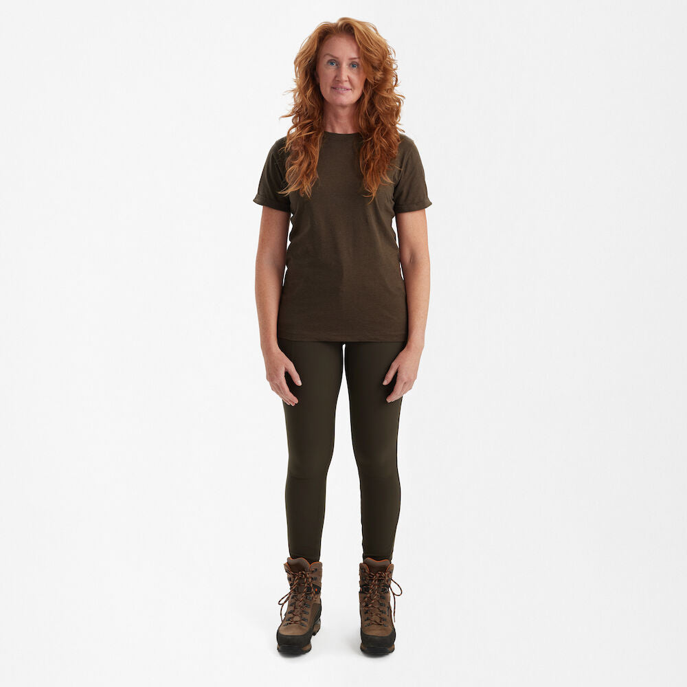 Deerhunter Ladies basic t-shirt in a pack of 2 Brown Leaf Melange - Beowald Store