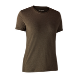 Deerhunter Ladies basic t-shirt in a pack of 2 Brown Leaf Melange - Beowald Store
