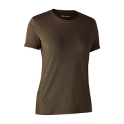 Deerhunter Ladies basic t-shirt in a pack of 2 Brown Leaf Melange - Beowald Store