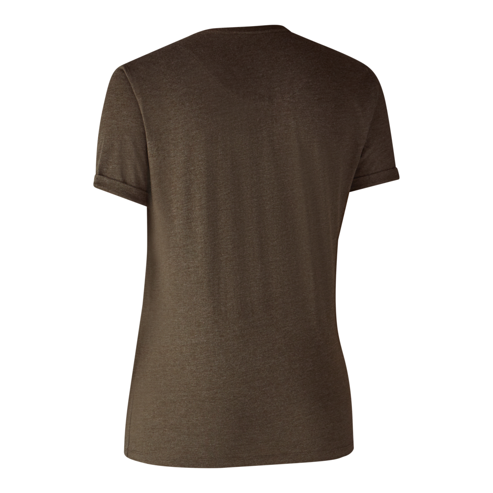Deerhunter Ladies basic t-shirt in a pack of 2 Brown Leaf Melange - Beowald Store